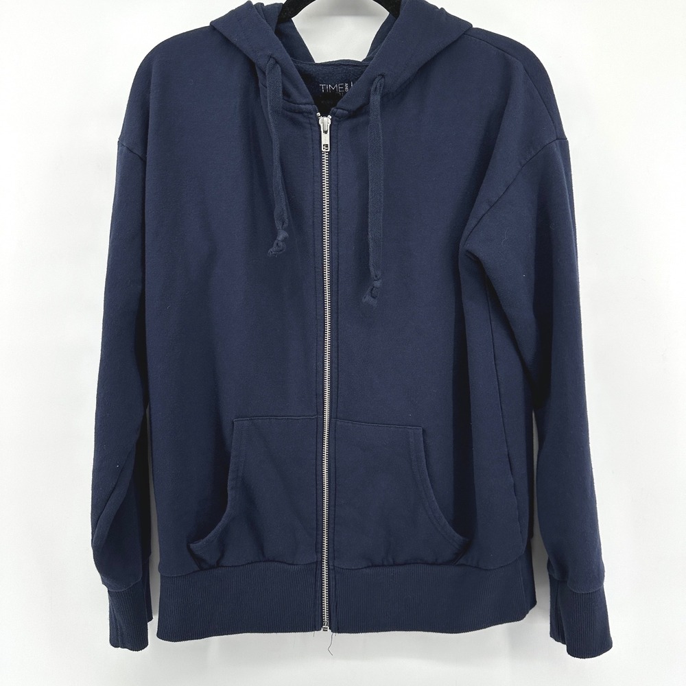 Time and Tru Womens Navy Blue Full Zip Hoodie Sweatshirt Small 4-6 TT34100028566